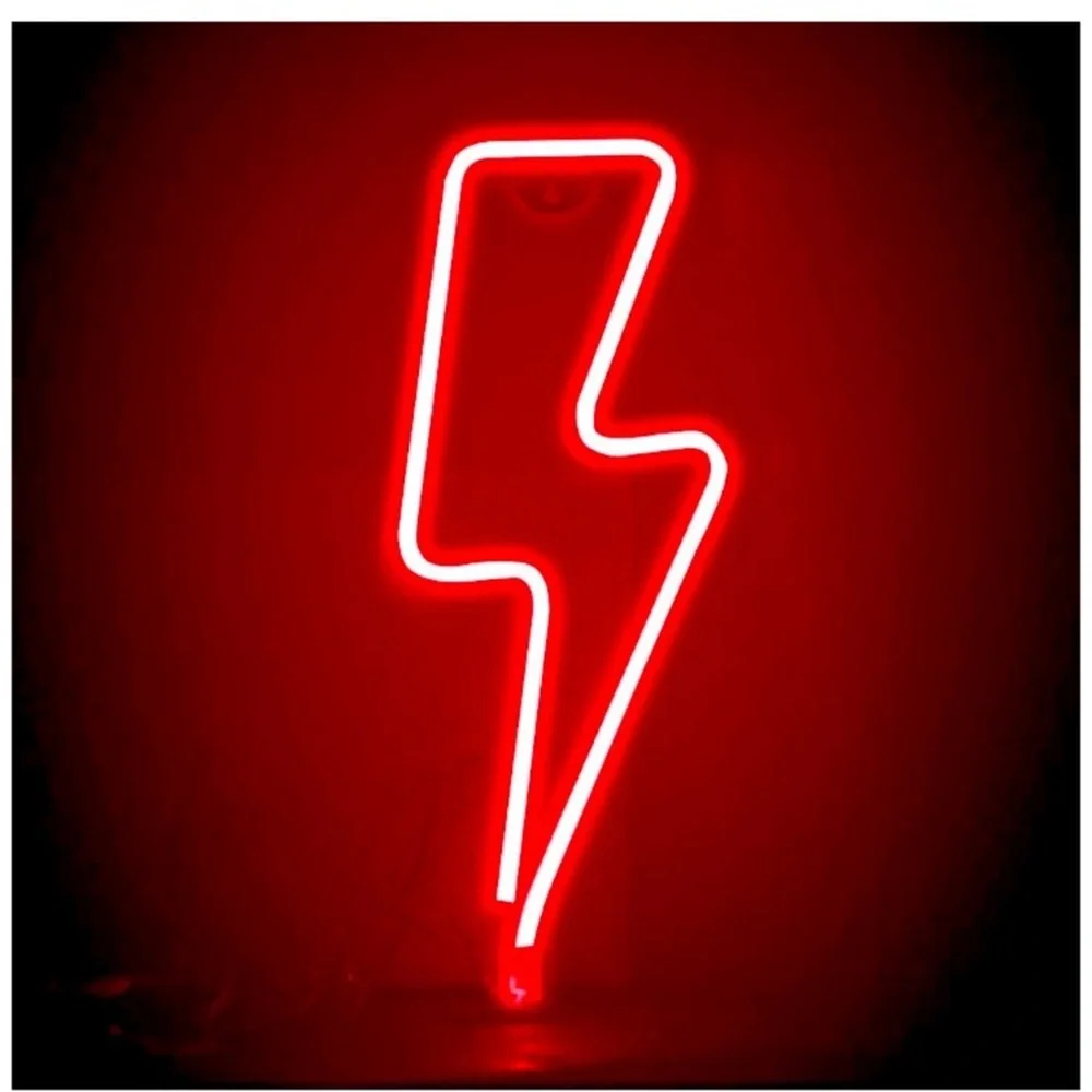 Neon Red Lightning Bolt LED Room/Wall/Party Decor